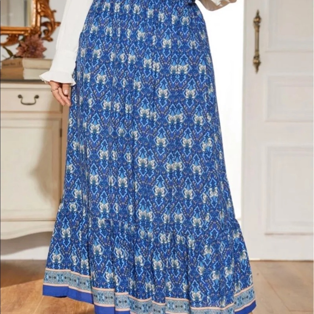 Blue Floral Maxi Skirt